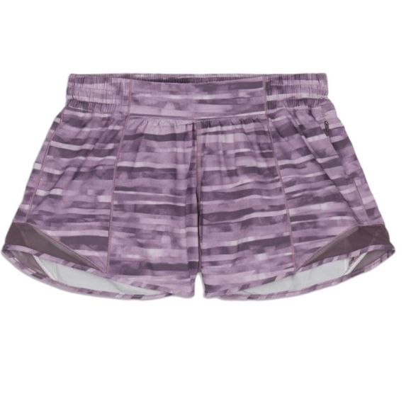 Lululemon Hotty Hot Short Size 12 Purple print Lined with Zipper Pocket - Picture 1 of 11